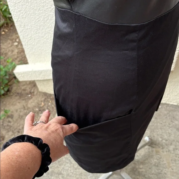 Sandra Weil stunning black dress w/ leather on top & wide pockets. Worn once - Picture 8 of 15